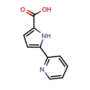 Chemical structure of 5-(Pyridin-2-yl)-1H-pyrrole-2-carboxylic acid , CAS 1706469-32-0, AChemBlock Y233869