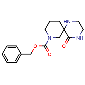 Chemical structure of Benzyl 5-oxo-1,4,8-triazaspiro[5.5]undecane-8-carboxylate , CAS 2021183-13-9, AChemBlock Y233883