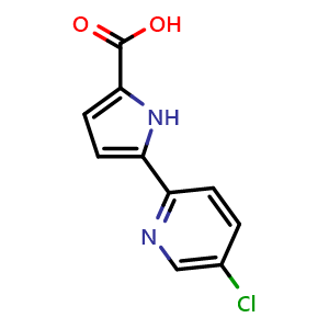 Chemical structure of 5-(5-Chloropyridin-2-yl)-1H-pyrrole-2-carboxylic acid , CAS 2411819-12-8, AChemBlock Y233898