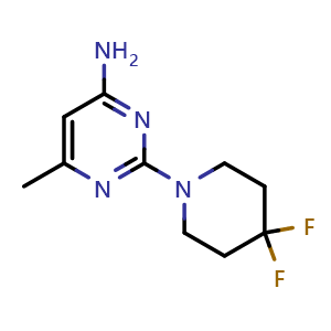 Chemical structure of 2-(4,4-Difluoropiperidin-1-yl)-6-methylpyrimidin-4-amine , CAS 2446613-63-2, AChemBlock Y233901