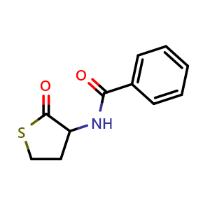Chemical structure of N-(2-Oxotetrahydrothiophen-3-yl)benzamide , CAS 39837-09-7, AChemBlock Y233927