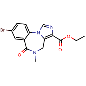 Chemical structure of Ethyl 8-bromo-5-methyl-6-oxo-5,6-dihydro-4H-benzo[f]imidazo[1,5-a][1,4]diazepine-3-carboxylate , CAS 78756-37-3, AChemBlock Y233945