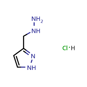 Chemical structure of 3-(Hydrazinylmethyl)-1H-pyrazole hydrochloride , AChemBlock Y233963