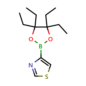 Chemical structure of 4-(4,4,5,5-Tetraethyl-1,3,2-dioxaborolan-2-yl)thiazole , AChemBlock Y233964
