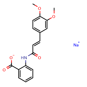 Chemical structure of Sodium (E)-2-(3-(3,4-dimethoxyphenyl)acrylamido)benzoate , CAS 104931-56-8, AChemBlock Y233985