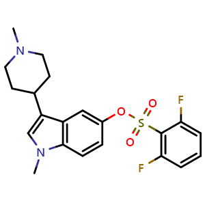 Chemical structure of 1-methyl-3-(1-methylpiperidin-4-yl)-1H-indol-5-yl 2,6-difluorobenzenesulfonate , CAS 445441-26-9, AChemBlock Y233990
