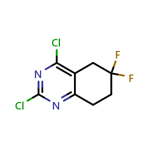 Chemical structure of 2,4-Dichloro-6,6-difluoro-5,6,7,8-tetrahydroquinazoline , CAS 1312934-50-1, AChemBlock Y234033