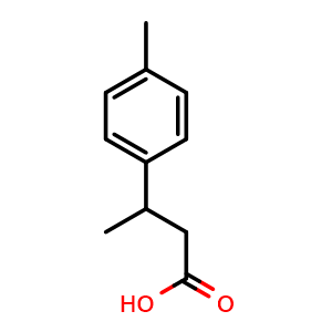 Chemical structure of 3-(4-Methylphenyl)butanoic acid , CAS 39027-57-1, AChemBlock Y234034