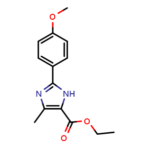 Chemical structure of 2-(4-Methoxyphenyl)-5-methyl-3H-imidazole-4-carboxylic acid ethyl ester , CAS 1153558-57-6, AChemBlock Y234052
