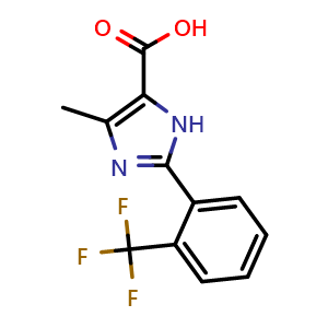 Chemical structure of 5-Methyl-2-(2-trifluoromethylphenyl)-3H-imidazole-4-carboxylic acid , CAS 1260772-25-5, AChemBlock Y234056