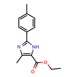 Chemical structure of 5-Methyl-2-(4-methylphenyl)-3H-imidazole-4-carboxylic acid ethyl ester , CAS 115868-55-8, AChemBlock Y234058