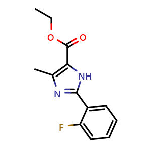 Chemical structure of 2-(2-Fluorophenyl)-5-methyl-3H-imidazole-4-carboxylic acid ethyl ester , CAS 1153560-15-6, AChemBlock Y234063