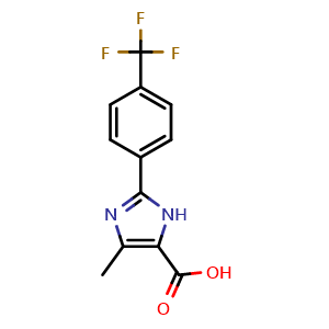 Chemical structure of 5-Methyl-2-(4-trifluoromethylphenyl)-3H-imidazole-4-carboxylic acid , CAS 1260810-09-0, AChemBlock Y234066