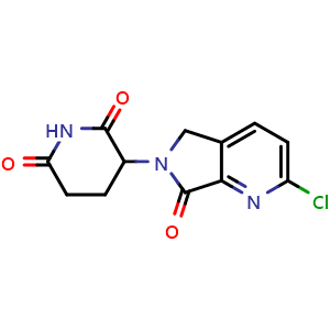 Chemical structure of 3-(2-Chloro-7-oxo-5,7-dihydro-6H-pyrrolo[3,4-b]pyridin-6-yl)piperidine-2,6-dione , CAS 2154343-26-5, AChemBlock Y234077