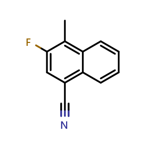 Chemical structure of 3-Fluoro-4-methyl-1-naphthonitrile , CAS 2629318-86-9, AChemBlock Y234102