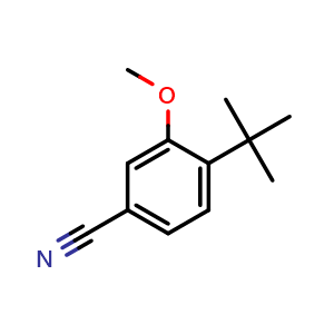 Chemical structure of 4-(tert-Butyl)-3-methoxybenzonitrile , CAS 1369808-68-3, AChemBlock Y234109