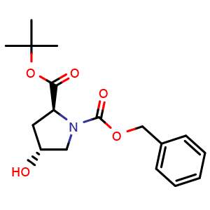 Chemical structure of (4R)-N-Cbz-4-hydroxy-L-proline tert-butyl ester , CAS 72289-52-2, AChemBlock Y234110