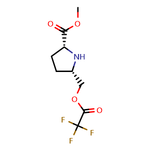 Chemical structure of Methyl (2R,5S)-rel-5-(Hydroxymethyl)pyrrolidine-2-carboxylate Trifluoroacetate , CAS 3037649-79-6, AChemBlock Y234141