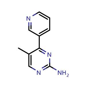Chemical structure of 5-Methyl-4-(3-pyridyl)pyrimidin-2-amine , CAS 1499235-67-4, AChemBlock Y234143