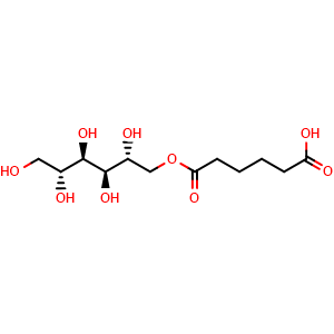 Chemical structure of 6-Oxo-6-[[(2R,3R,4R,5R)-2,3,4,5,6-pentahydroxyhexyl]oxy]hexanoic acid , CAS 2088968-06-1, AChemBlock Y234151
