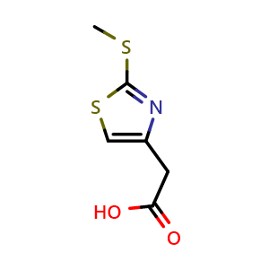 Chemical structure of 2-[2-(Methylthio)-4-thiazolyl]acetic acid , CAS 32672-26-7, AChemBlock Y234155