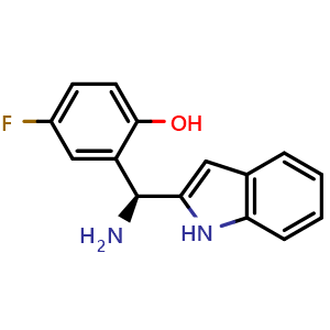 Chemical structure of (S)-2-[Amino(2-indolyl)methyl]-4-fluorophenol , CAS 3031763-96-6, AChemBlock Y234167