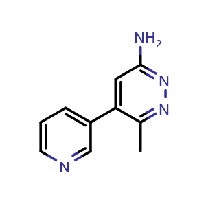 Chemical structure of 6-Methyl-5-(3-pyridyl)pyridazin-3-amine , CAS 1510305-57-3, AChemBlock Y234172
