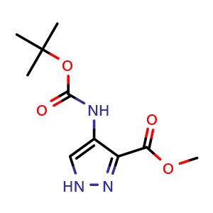 Chemical structure of Methyl 4-(Boc-amino)-1H-pyrazole-3-carboxylate , CAS 2041076-38-2, AChemBlock Y234175