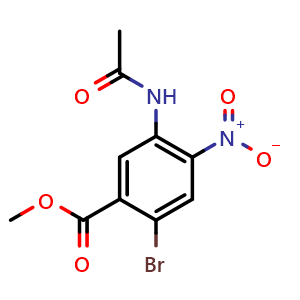 Chemical structure of Methyl 5-Acetamido-2-bromo-4-nitrobenzoate , CAS 3031812-58-2, AChemBlock Y234176