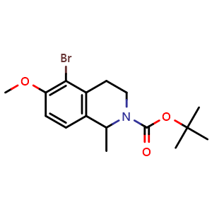 Chemical structure of 5-Bromo-2-Boc-6-methoxy-1-methyl-1,2,3,4-tetrahydroisoquinoline , AChemBlock Y234177