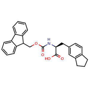 Chemical structure of (S)-2-(Fmoc-amino)-3-(indan-5-yl)propanoic acid , CAS 2173637-94-8, AChemBlock Y234184