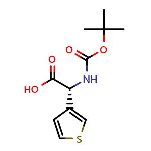 Chemical structure of (R)-a-(Boc-amino)-3-thiopheneacetic acid , CAS 33130-97-1, AChemBlock Y234197
