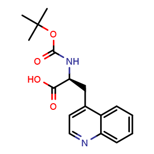 Chemical structure of Boc-(S)-2-amino-3-(quinolin-4-yl)propanoic acid , CAS 2015385-62-1, AChemBlock Y234201