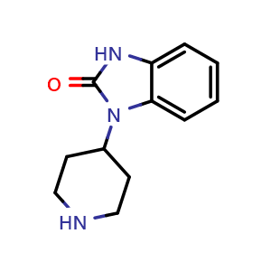 Chemical structure of 1-(4-Piperidinyl)-benzimidazolin-2-one , CAS 20662-53-7, AChemBlock Y234217