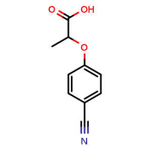 Chemical structure of 2-(4-Cyanophenoxy)propanoic acid , CAS 118618-36-3, AChemBlock Y234254
