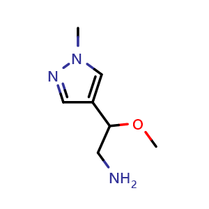 Chemical structure of 2-Methoxy-2-(1-methyl-4-pyrazolyl)ethanamine , CAS 1250598-52-7, AChemBlock Y234265