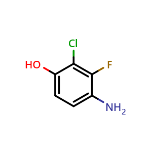Chemical structure of 4-Amino-2-chloro-3-fluorophenol , CAS 1003710-18-6, AChemBlock Y234266