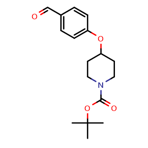 Chemical structure of 4-(N-Boc-piperidin-4-yloxy)benzaldehyde , CAS 207798-38-7, AChemBlock Y234268
