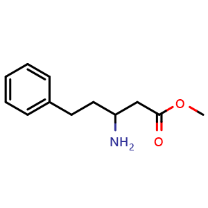 Chemical structure of Methyl 3-amino-5-phenylpentanoate , CAS 129042-97-3, AChemBlock Y234279