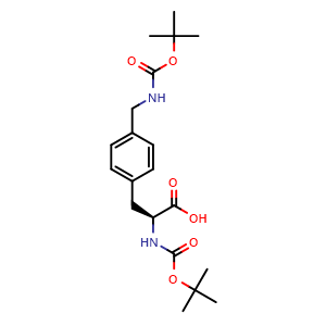 Chemical structure of 4-(N-Boc-aminomethyl)-N-Boc-L-phenylalanine , CAS 1212909-48-2, AChemBlock Y234285