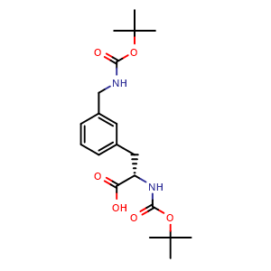 Chemical structure of 3-(N-Boc-aminomethyl)-N-Boc-L-phenylalanine , CAS 1306650-72-5, AChemBlock Y234287