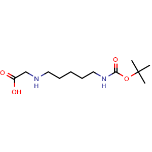 Chemical structure of N-[5-(Boc-amino)pentyl]-glycine , CAS 630095-93-1, AChemBlock Y234293