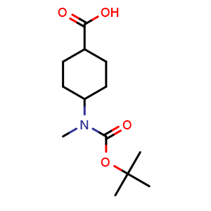 Chemical structure of 4-(N-Boc-N-methylamino)cyclohexanecarboxylic acid , CAS 1357354-55-2, AChemBlock Y234320