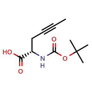 Chemical structure of N-Boc-(S)-2-aminohex-4-ynoic acid , CAS 98254-05-8, AChemBlock Y234325