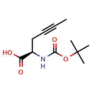 Chemical structure of N-Boc-(R)-2-aminohex-4-ynoic acid , CAS 346707-59-3, AChemBlock Y234328