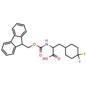 Chemical structure of a-(Fmoc-amino)-4,4-difluoro-cyclohexanepropanoic acid , CAS 2279733-97-8, AChemBlock Y234331