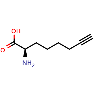 Chemical structure of (R)-2-Amino-7-octynoic acid , CAS 1369534-43-9, AChemBlock Y234333