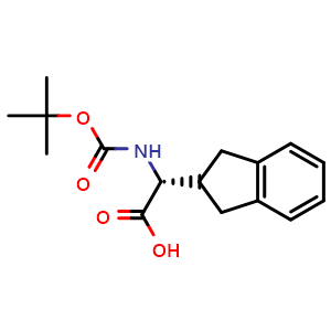 Chemical structure of (R)-2-(Boc-amino)-2-(2,3-dihydro-1H-inden-2-yl)acetic acid , CAS 181227-48-5, AChemBlock Y234335
