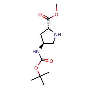 Chemical structure of (4S)-4-(Boc-amino)-D-proline methyl ester , CAS 1279200-29-1, AChemBlock Y234338