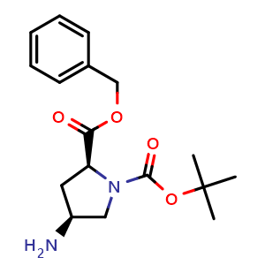 Chemical structure of (4S)-1-Boc-4-amino-L-proline benzyl ester , CAS 874162-97-7, AChemBlock Y234353